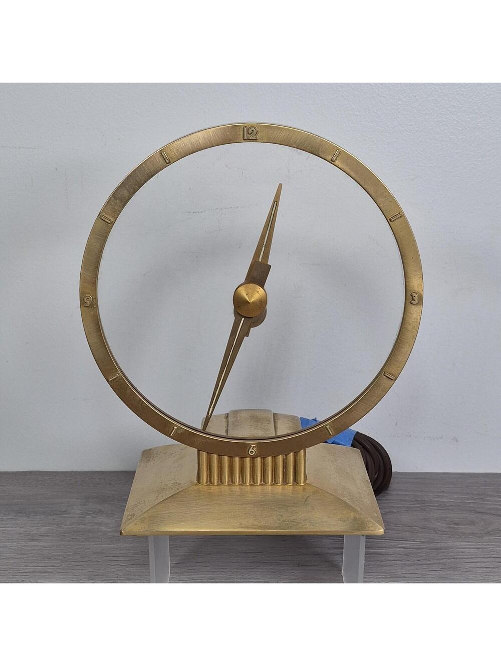 Vintage Jefferson Golden Hour Mystery Clock 580-101 Weight Glass Motor